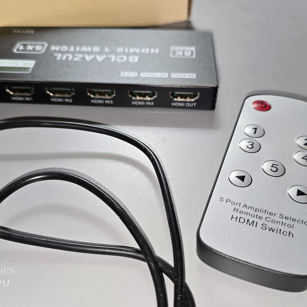 (001)8K HDMI 5x1 2.1 Switch with Remote